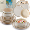 SÄNGER Rio Creme | Tafelservice 18 teilig, Steingut Geschirr Set 6 Personen, 6x Speiseteller 6x Dessertteller 6x Schalen Geschirrset und Schale creme